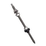 Doppelgewindeschraube, M10 x 200 mm (A2 Edelstahl) 1 Stockschraube M10 x 200 montiert A2 Flanschmutter Dachhaken Edelstahl 1
